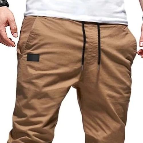 Men's Chino Cargo Pants Drawstring Stretch Slim Fit Joggers Pants Comfy Fashion Outdoor Twill Track Sweatpants4