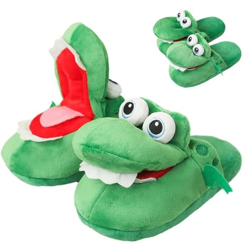 Rogess Schnappi Crocodile Slippers - Alligator Slides, Funny Open Mouth Design for Women - Cute Halloween Footwear