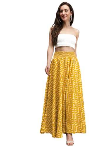 Image of Nexsus Apparels Women Flared Viscose Rayon Trousers | Flared Printed Palazzo |Elasticated Waist Loose-fit & Regular, Casual Wear (Free Size 26 to 42 Waist) Pant| Available in Plus Size's