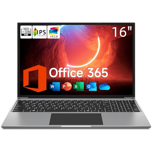 jumper Laptop, 16 Inch FHD IPS 1200p Screen, 5305U Processor, Office 365 1-Year Subscription, 4GB RAM 128GB Storage, Windows 11 Computer with Stereo Speakers, HDMI, 1TB SSD Slot Expansion.