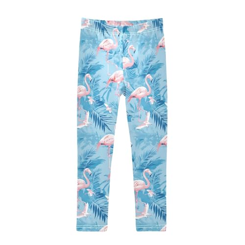 KLL Flamingo Palm Tree Toddler Girls' Legging Soft High Waisted Workout Pants Exercise