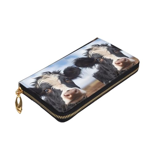 Cute Cow Women's Wallet Long Zip Around, Premium Vegan Leather Wallet with 12 Card Holders, Large Capacity,Gift Ready Packaging4