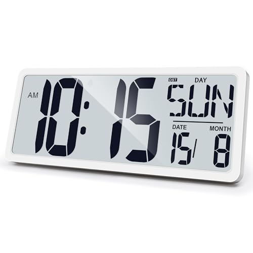 Reloj de pared digital grande con retroiluminación de 15 pulgadas, reloj despertador digital para dormitorio, funciona con pilas, pantalla grande con temperatura, relojes de escritorio para decoración