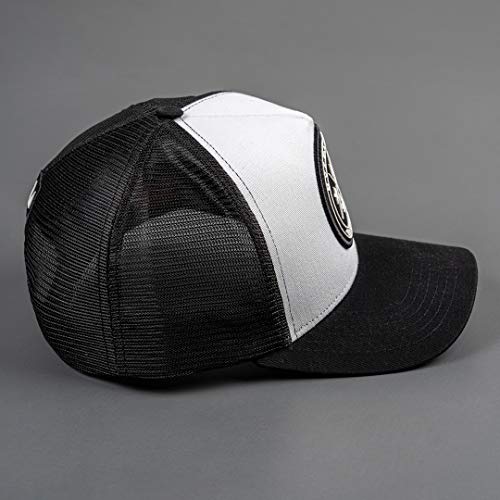Boné Trucker Mvck Brasão Branco e Preto Aba Curva