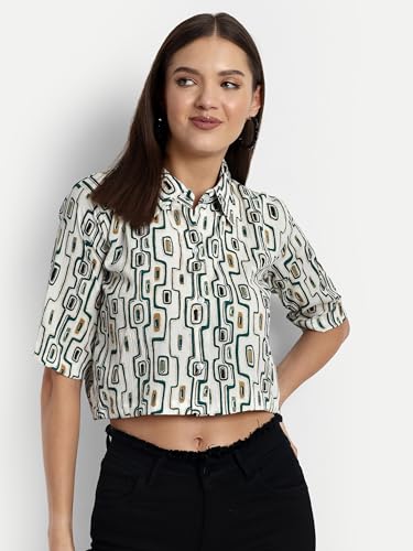 Image of TAGAS Women's Printed Short Sleeve Crop Shirt || Women's Shirt || Women's Crop Shirt || Girls Crop Shirt || Crop Shirt || Shirt (ST-11)