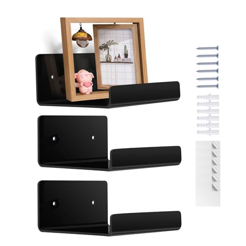 Flotante de Pared de acrílico - de Almacenamiento de 3 Piezas, estantes para cosméticos de baño, Transparente Moderno | Apartamento Propietario Oficina Tienda Baño Sala Cocina