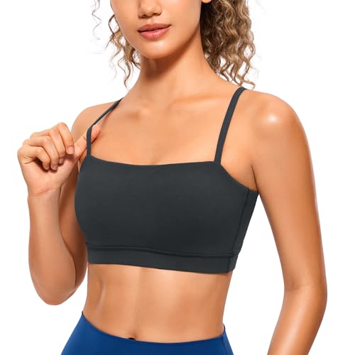 Image of CRZ YOGA Butterluxe Thin Strap Sports Bra | Light Support, Removable Pads, Yoga, Extremely Soft, Square Neck, Adjustable Back, for Women