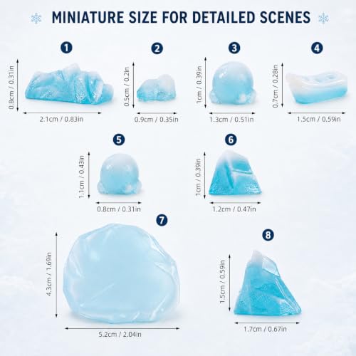 Image of ULTECHNOVO 8Pcs Arctic Iceberg Model Realistic Miniature Polar Scene Decorations for Cake Aquarium Home Office Decor for DIY Enthusiasts and Creative Projects