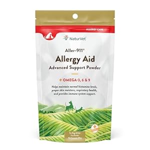 Aller-911 Skin & Coat Plus Advanced Allery Aid Supplement Powder for Dogs & Cats, Omegas, DHA and EPA for Optimal Skin & Respiratory Health, Veterinarian Formulated, Made by NaturVet-255 g (Pack of 1)