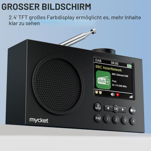 Mycket Tragbares DAB/DAB+ Radio, UKW Digital Radio mit 2025 Neuesten Signalempfängertechnologie, FM...