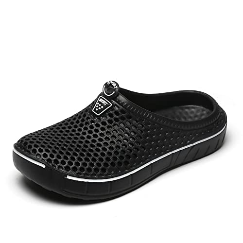 Zoccoli da giardino da donna da uomo scarpe sandali da pioggia ad asciugatura rapida antiscivolo pantofole da piscina per interni ed esterni, Nero , 43.5 EU