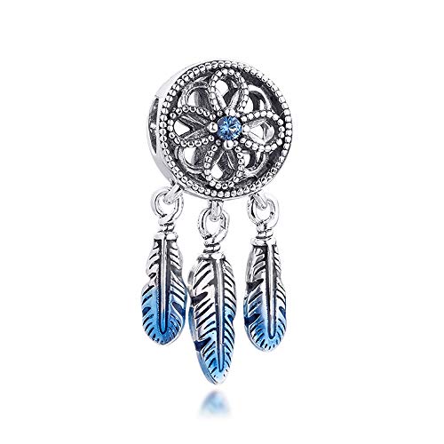 BAKCCI Breloque attrape-rêves en argent 925 pour bracelets Pandora originaux Bleu