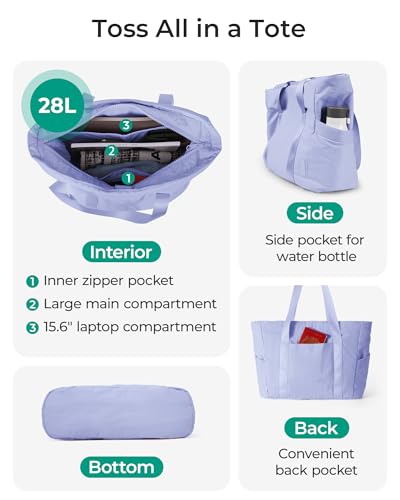 Image of BAGSMART Tote Bag for Women, Tote Bag with Zipper Work Tote with Compartments Nurse Shoulder Hanbag for Travel, Gym