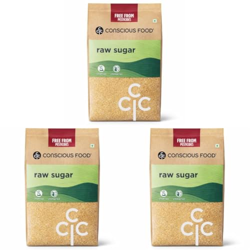 Image of Conscious Food Natural Raw Sugar | 2 Kg | Unrefined & Unprocessed Raw Sugar | Khandsari, Desi Khand (Pack of 3)