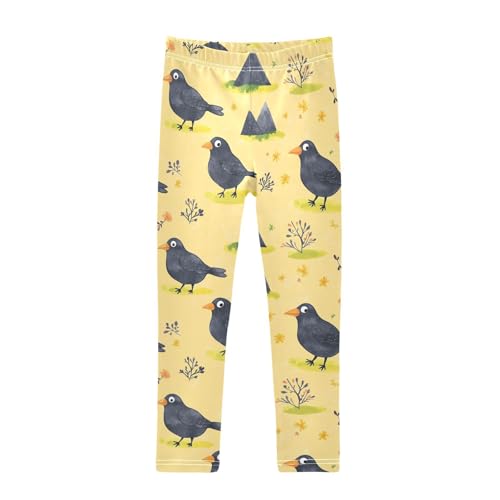 Crow Cartoon Girls Leggings,Workout Leggings for Girls Toddler Athletic Legging Size for 3-10T