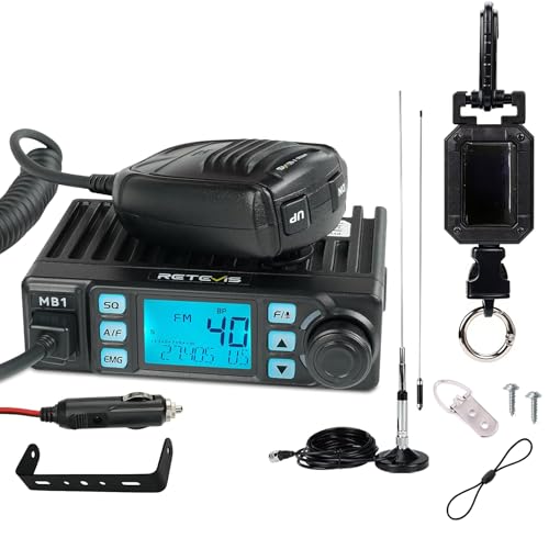 Image of Retevis MB1 CB Radio, with Retractable Microphone Holder, Magnetic Antenna, Cigarette Lighter Plug, Full Complete CB Radio kit for Trucker