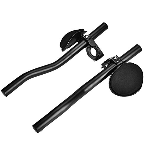 Bicycle Aero Bars, Aluminum Alloy Bike Armrest Handlebars Arm Rest Clip TT Handlebar for Triathlon Time Bicycle Cycling Aerobars Suitable for Mountain Bike and Road Bike