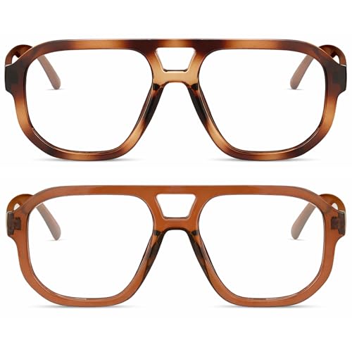 Image of livho Retro Aviator Blue Light Blocking Glasses for Women Men with Soft Case, Trendy Rectangle Computer Eyeglasses