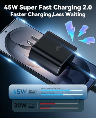 45W USB C Super Fast Samsung Charger 4 Pack with 6FT Type C Cable - image 2