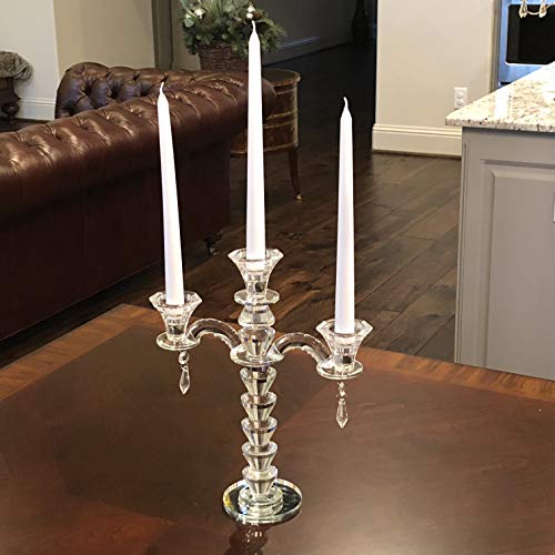 Image of allgala Candle Holder, 3-Arm Crystal Candelabra Taper Candlestick Candle Holder Centerpiece for Home Wedding Event and Party Festival