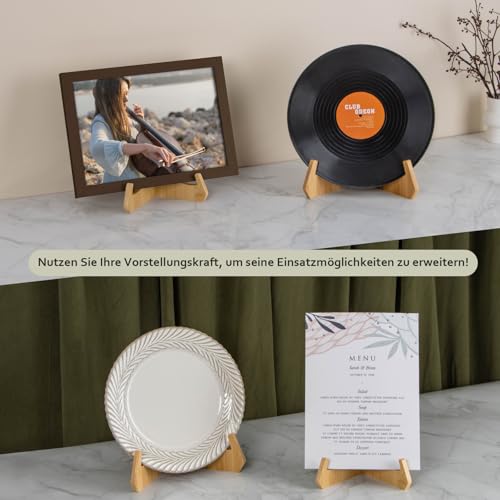 ANBOXIT Tellerständer zur Aufsteller, 6 Zoll Tellerhalter, Bambus Fotoaufsteller Bilderrahmen Ständer, Tisch Mini Staffelei, Dekorative Ständer & Stützen für Platten, Bücher, und Plaketten (1 Stück)