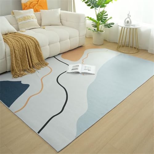 Tapis de salon lavable et antidérapant bleu 140x200 cm - 2