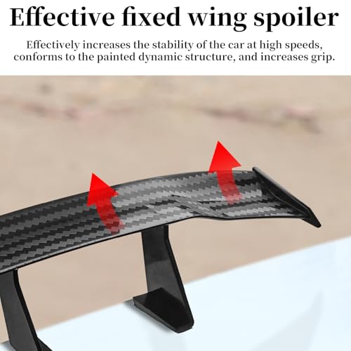 XNJIHWA 3 Pcs Universal Auto Mini Spoiler Flügel Ohne Perforation Fahrzeug Stabilität Schwanz Mini Auto Kohlefaser Textur Dekoration 6.7inch (Schwarz)