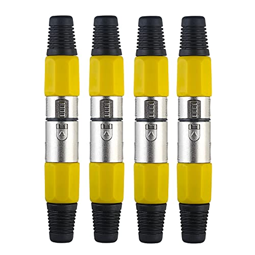 Image of MAD OWL 4 Packs 3 Pin XLR Connector - Cannon DMX Cable Male /Female Adapter, Panel Mount Microphone Cable Connector for Stage Light DMX Signal Wire
