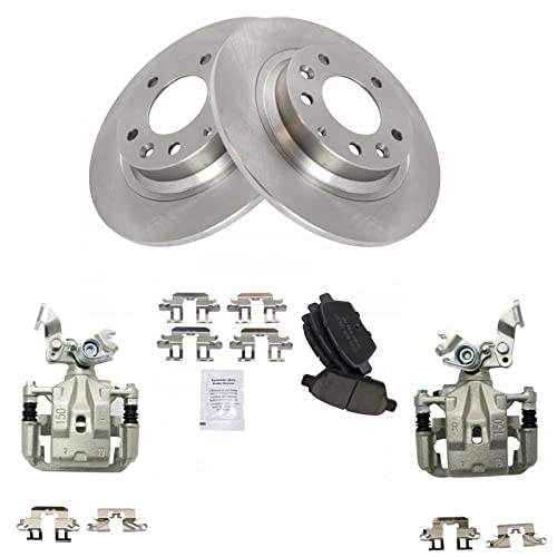 Image of TRQ Rear Brake Pad and Rotor Set Ceramic Solid Rotors Calipers | For 2006-2012 Ford Fusion 2007-2012 Lincoln MKZ 2006 Zephyr 2006-2013 Mazda 6 2006-2011 Mercury Milan