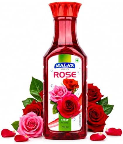 Mala's Rose Syrup | Mixer for Milkshake, RoseMilk, Mocktails, Cocktails, Drinks, Juices, Beverages | 750ML Bottle