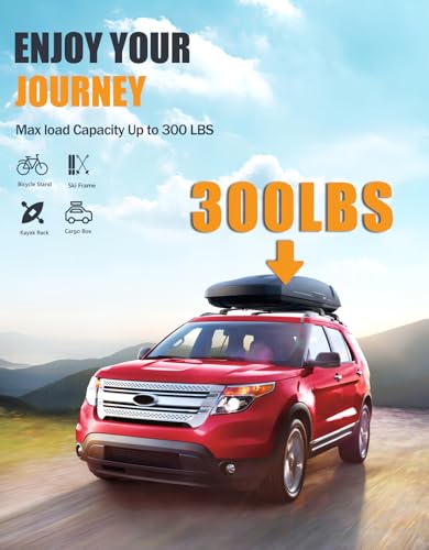 Image of KINGGERI 300lbs Lockable Roof Rack Cross Bars Compatible with Ford Explorer 2011 2012 2013 2014 2015 with Raised Side Rails, Heavy Duty Aluminum Roof Rails Crossbars Luggage Accessories