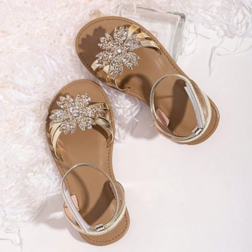 Girl's Sandals Flowers Adorable Sparkle Dress Shoes Summer Party Wedding Flats Toddler Size 83