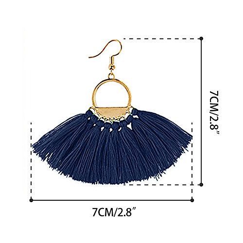 Suyi Women Tassel Earrings Bohemia Fan Shape Thread Tassel Statement Drop Dangle Earrings for Girl Lady3