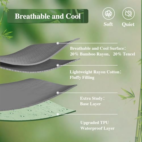 Image of Twin Mattress Protector, Waterproof Mattress Pad Washable Rayon Mattress Cover Breathable Noiseless Bed Protector 3D Patterns 5 inch - 21'' Elastic Fitted Deep Pocket(Dark Grey)