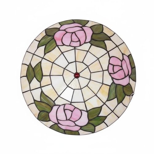 Sdlnklm Lámpara de Techo Flor Decorativa LED Vidrio Brillante Estructura Metálica Resistente Adecuada para Dormitorio Salón y Infantiles, Marfil, 30CM