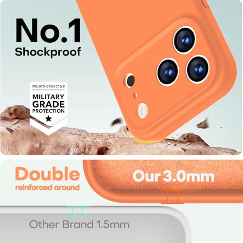 Image of LOVE 3000 Designed for iPhone 17 Pro Max Case, Premium Silicone [Compatible with Magsafe][Soft Anti-Scratch Microfiber Lining] Shockproof Protective Phone Case for Men Women 6.9 inch, Bright Orange