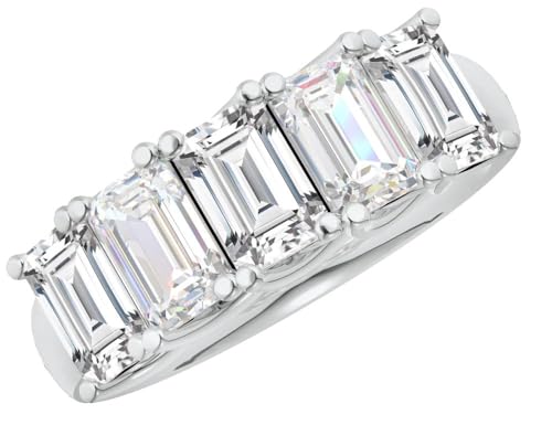 1-6 Carat (ctw) LAB GROWN Emerald Cut 5 Stone Ring Diamond Weddin...