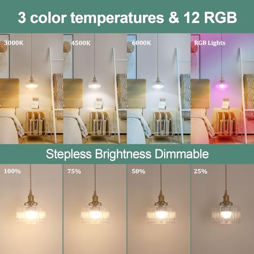 Image of Shenmoyl Battery Operated Pendant Light 5000mAh Rechargeable Chandelier with Remote Control Wireless Adjustable Hanging Clear Striped Light for Kitchen Island Dining Room Hallway