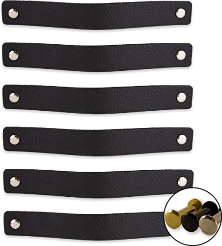 Brute Strength - Ledergriffe für Möbel - Schwarz - 6 Stück - 20 x 2,5 cm...