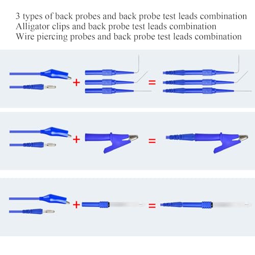 Image of Supkiir 35Pcs Back Probe Kit, Including 5 Automotive Test Leads, 10 Alligator Clips, 5 Wire Piercing Probes, and 15 Multi Angle Flexible Needles for Automotive Electronic Diagnostics Testing Repairing