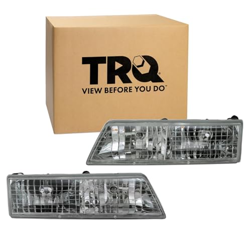 Image of TRQ 2 Piece Headlight Assembly Set Driver & Passenger Side Compatible with Mercury Grand Marquis 1995-1997 FO2502148 FO2503148 F5MY13008A F5MY13008B
