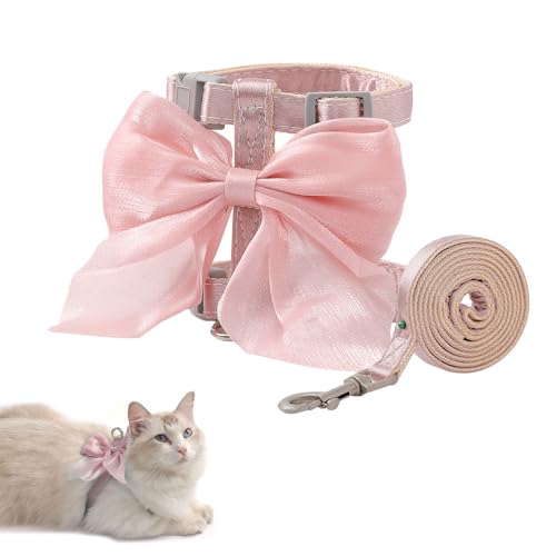 XFSRG Pettorina per Gatti con Guinzaglio Pettorina per Gatti con Papillon Rosa Regolabile per Cane Taglia e Piccoli Animali Domestici (S)