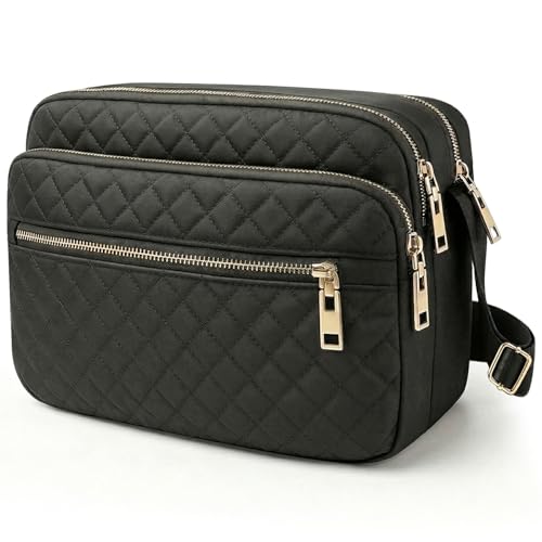 Image of Nylon Crossbody Bags for Women Trendy Quilted Cross Body Purse Medium Crossbody Purses Fashion Ladies Messenger Shoulder Bag