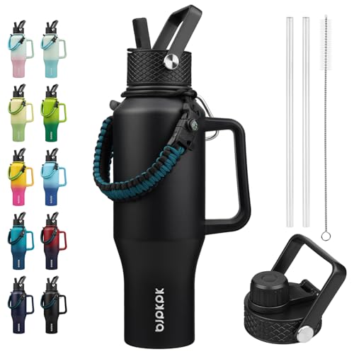 Image of BJPKPK 35oz Insulated Water Bottle with Handle & Straw Lid, Stainless Steel