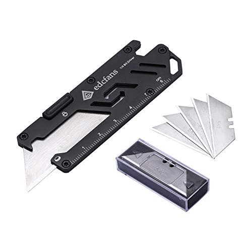 edcfans Utility Knife 5 in 1 Box Cutter/Pocket Knife with Bottle Opener, 1/4