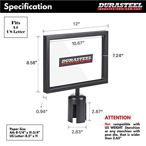 Amazon Com Durasteel Stanchion Sign Holder Landscape Display For 8 5 X 11 Paper Size Double Sided Sign Frame With Plexiglass Cover Not Fit With Us Weigh Sentry Stanchion Crowd