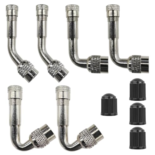 Image of Car Tire Valve Stem Extenders, 45 Degree 90 Degree 135 Degree Tire Inflator Nozzle Extender, Brass Valve Extension Adaptor for Car, Dually Wheels Passenger Car, Motorcycle, Bike (6PCS)