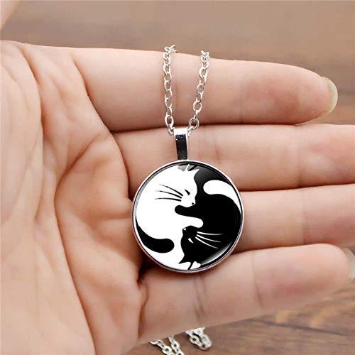 Black White Animal Necklace Bracelet Set Yin Yang Matching Cat Drop Earrings Couple Pet Jewelry Set Gift for Cat Lovers2