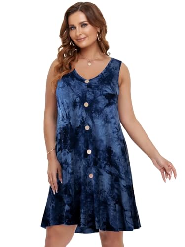 Image of BELAROI Summer Dresses for Women Beach Tshirt Sundress V Neck Casual Swing Tank Dress Swimsuit Cover Ups Pockets