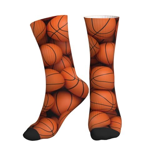 HDTVTV Balón de baloncesto naranja,Calcetines deportivos de compresión para adultos, calcetines deportivos de tubo medio.,1 Negro